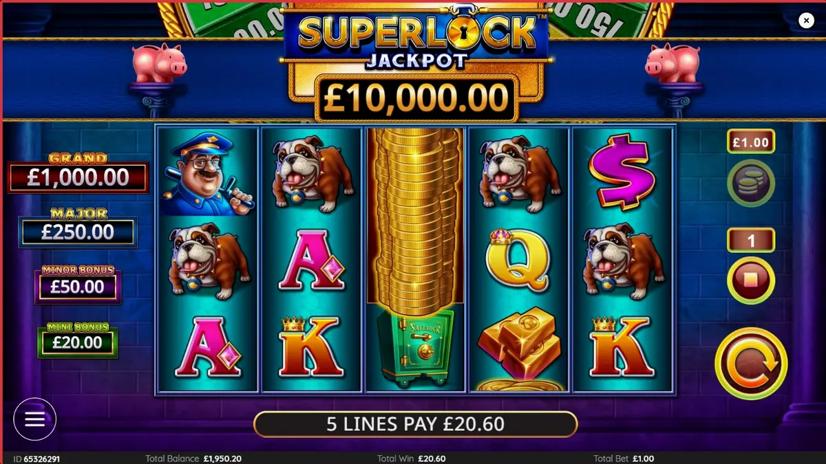 Tampilan visual slot Piggy Bankin’ Super Lock dengan tema emas dan brankas